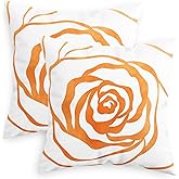 CaliTime Throw Pillow Covers Pack of 2 Cozy Fleece Minimalist Geometric Outline Rose Flower Decorative Cushion Cases for Couch Bed Sofa Farmhouse Decoration 18 X 18 Inches Burnt Orange