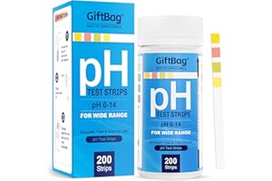 pH Test Strips - 200 Strips + 0-14 Wide Range pH Strips - Fast High Accuracy pH Test Paper, High Accuracy & Quick Results for