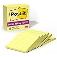 Post-it Super Sticky Notes, 4x4 in, 6 Pads, 2X The Sticking Power, Canary Yellow, Recyclable (675-6SSCY)