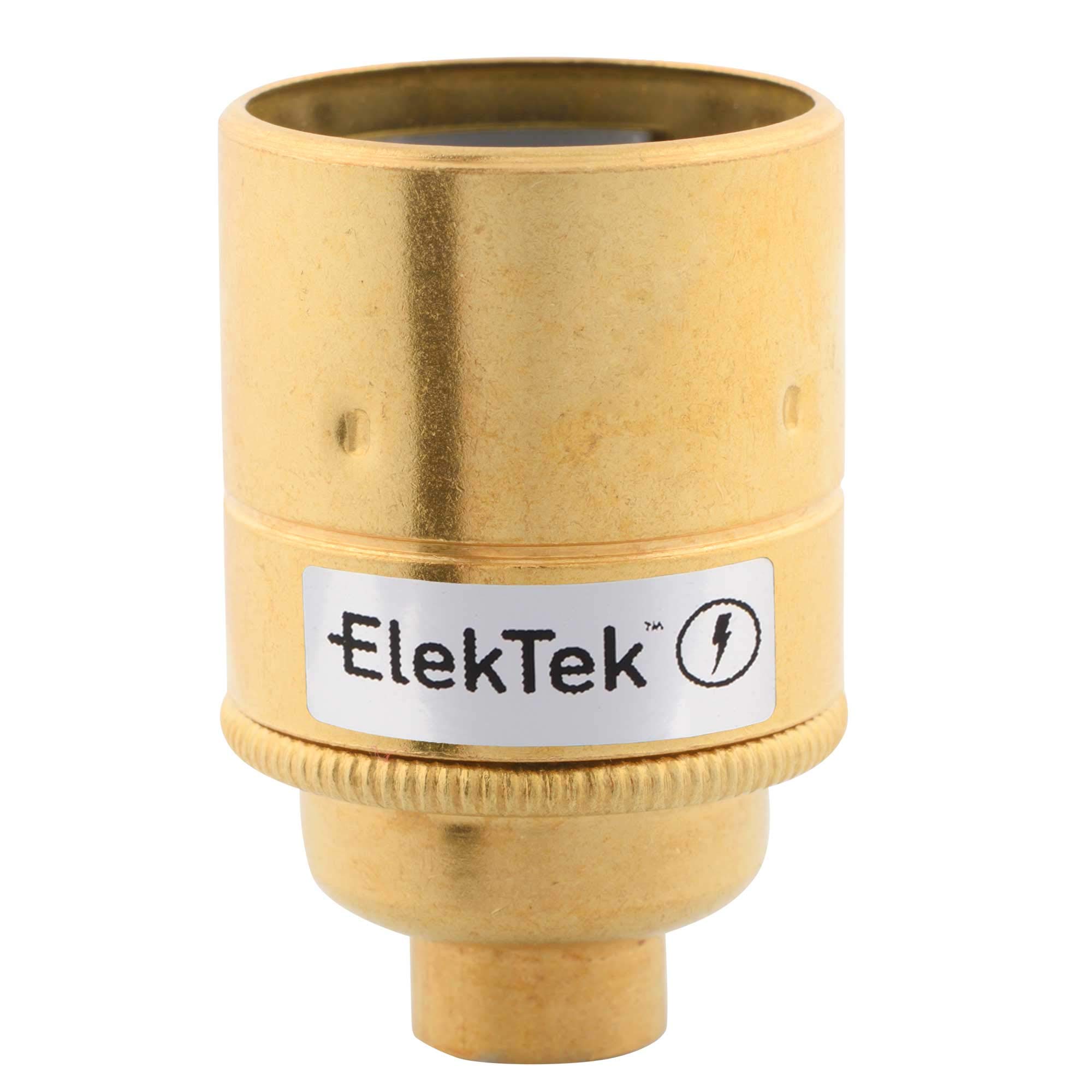 ElekTek ES E27 Lamp Bulb Holder Plain Skirt 10mm Entry Brass Ideal for Vintage Filament Bulbs