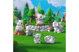 LONCESS Koala Fairy Garden Accessories, Miniature Koala Figurines for Micro Landscape, Bonsai Craft, Cake Toppers, Desktop Decor, Home Decor, Flowerpot Decor, Party Decor, Car Decor, Fairy Garden, DIY, 6Pcs