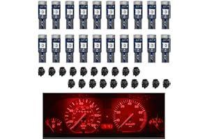 JUSTTOP 20 PCS T5 Led Bulb Dash Lights, Super Bright 3030-3SMD Chips with Twist Lock Socket, Dashboard Indicator Automotive I