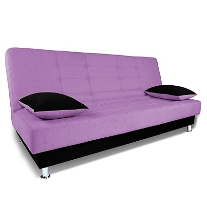 Adorn India Alyssum 3 Seater Sofa cumbed(Light Purple & Black)