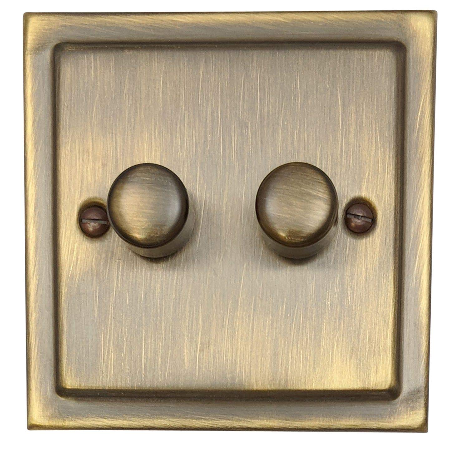 Victorian Antique Brass LED Dimmer (2 Gang) - TAB512