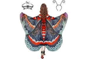 Sunlisky Halloween Costumes for Women Adult Butterfly Costume Wings Cape with Moth Antenna Headband,Mask
