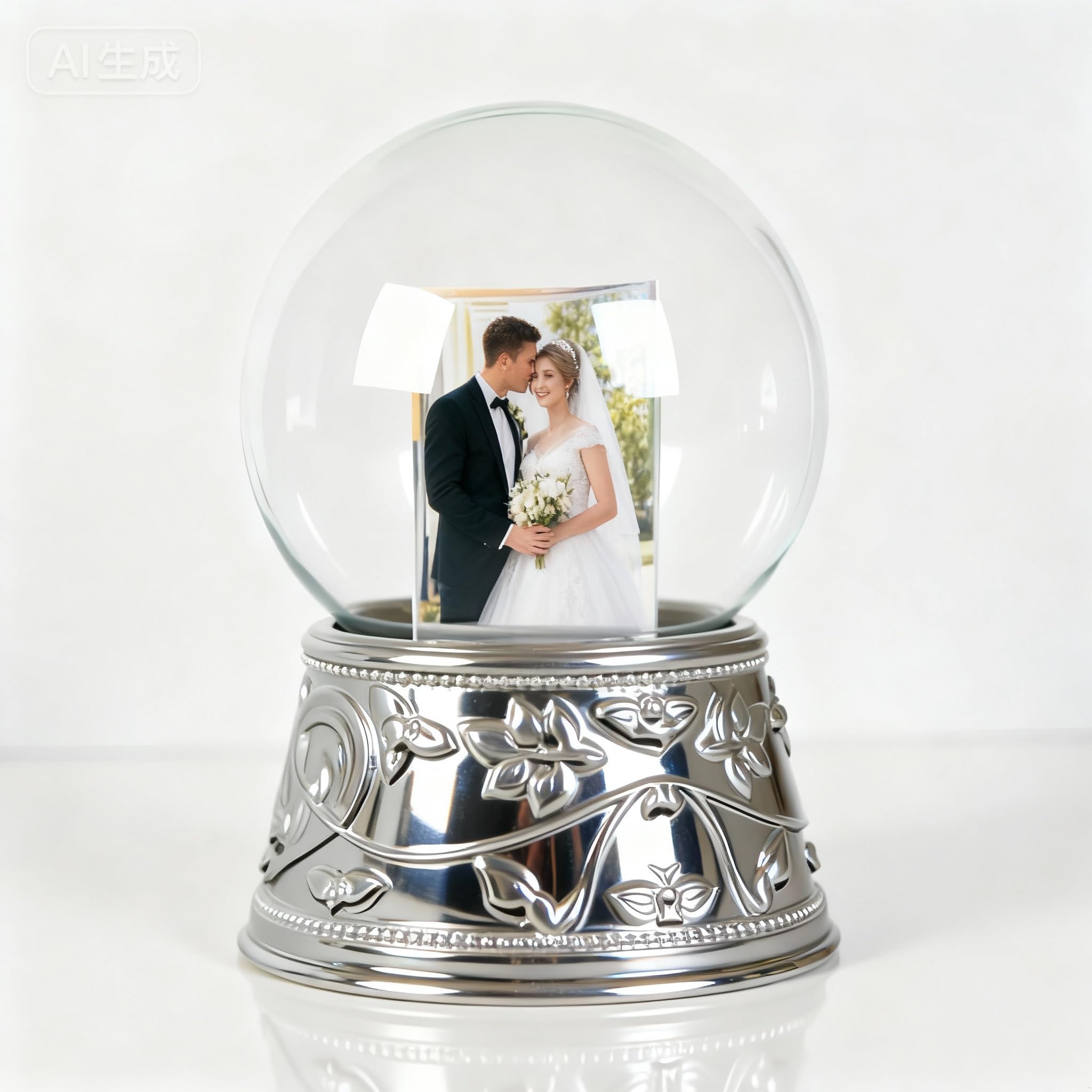 Aobaks Valentine's Day Gift Snow Globe with 2 Sided Photo Frame, DIY Large Double Snowglobe with Picture Insert, Clear Resin Base, for Family, Friends, Couples.