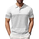 COOFANDY Men's Short Sleeve Polo Shirts Vintage Knitted Shirt Casual Button Down Golf Shirts