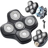 HONTEC Universal New Upgrade 5 Blades Magnetic Interface Head Shaver Replacement Heads Replacement Blade Electric Razor Shaver Head (5D Black)