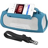 TXEsign Silicone Case for JBL Charge 4 Portable Waterproof Speaker, Travel Carrying Case Protective Pouch Cover with Handle Adjustable Shoulder Strap and Phone Holder Stand (Blue)