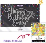 Cakeshop Personalised Happy Birthday Glitter Cake Topper Dark Silver view 2