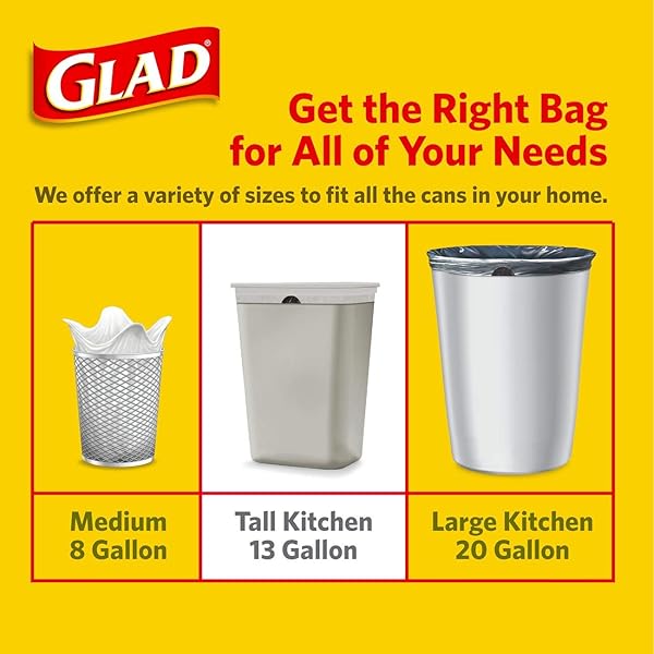 GLAD TRASH BAGS, TALL KITCHEN DRAWSTRING GARBAGE BAGS – ODORSHIELD 13 GALLON GREY TRASH BAG, FEBREZE FRESH CLEAN – 80 COUNT