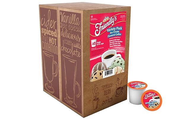 FRIENDLY’S COFFEE PODS, ASSORTED FLAVORED ICE CREAM VARIETY PACK, COMPATIBLE WITH KEURIG K CUP BREWERS, 40 COUNT