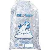 ICE N COLD 20lb Ice Bags (100 ct) with Cotton String | 15" x 22" | 50 Micron Commercial Food Grade LDPE, BPA-Free, Freezer Safe, Scan-Ready UPC Barcode &amp; Store ID Panel, Bolsas Para Hielo