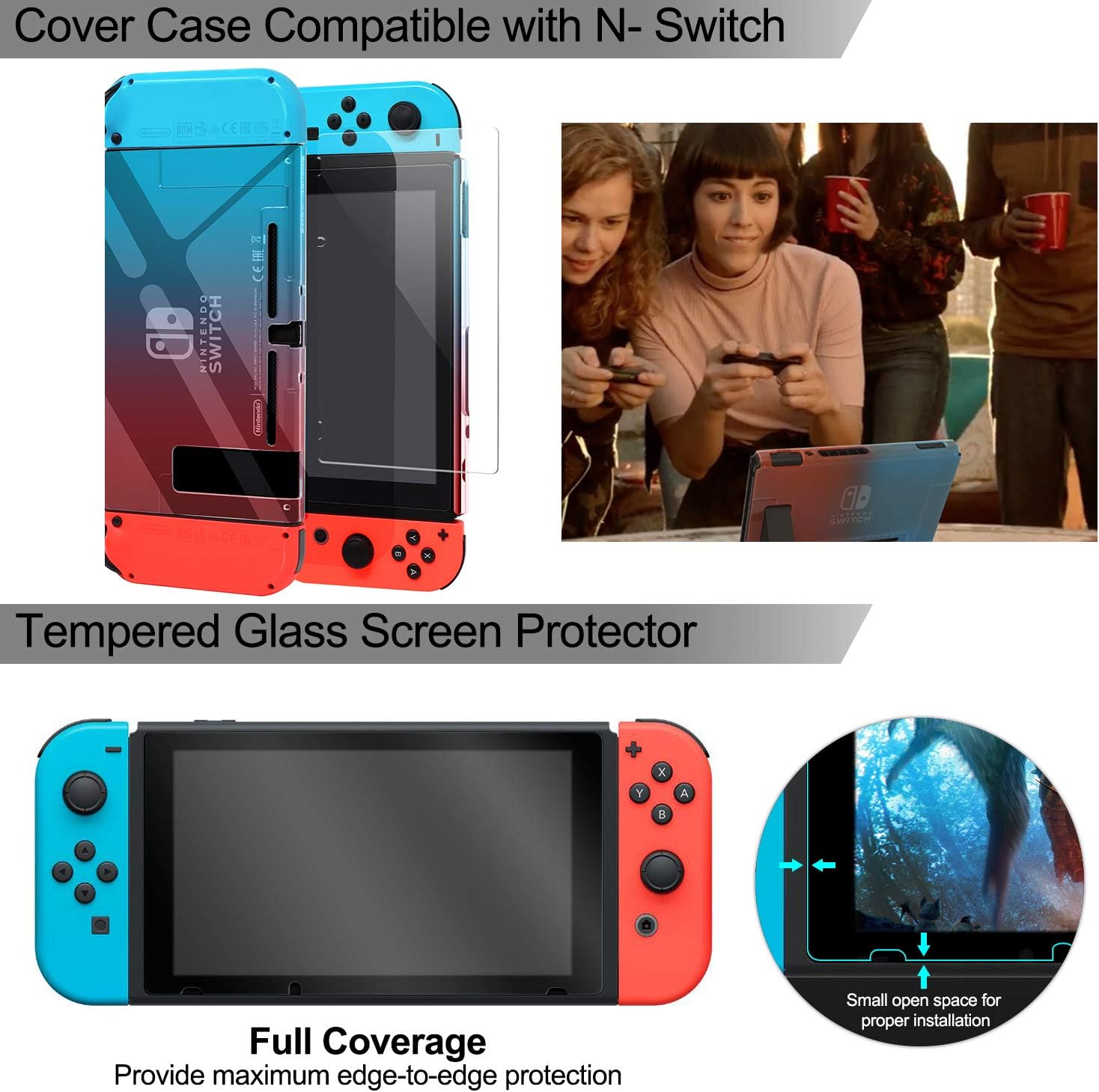 Accessories Kit Bundle for Nintendo Switch, YUANHOT Cover Case Hand Grip Controller Charger Steering Wheel Stand Carrying Case Game Card Case Compatible for Nintendo Switch (19 in 1): Electronics