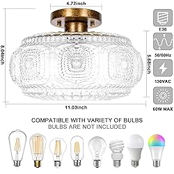 OYKYOHEI Semi Flush Mount Ceiling Light, Upgraded