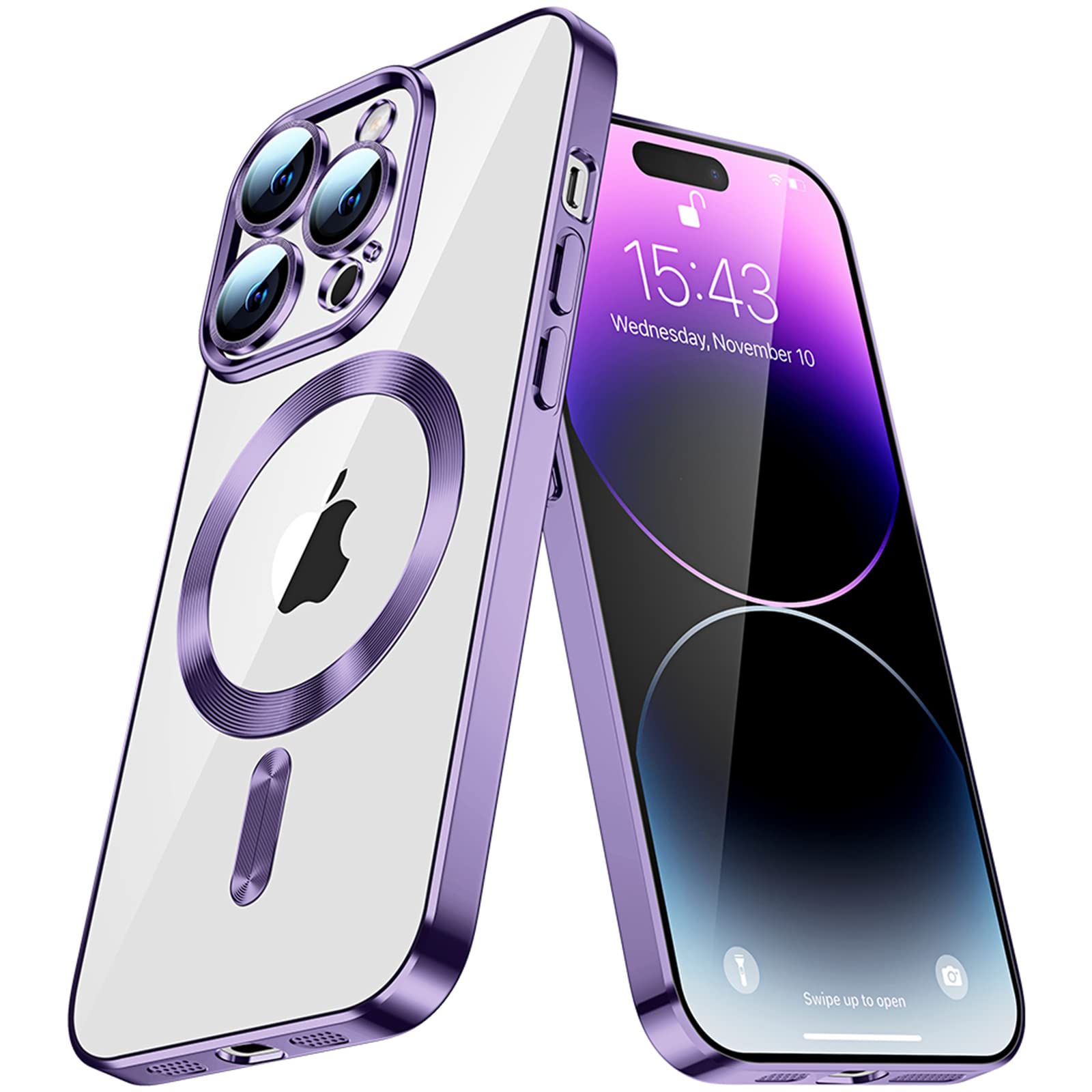 IMEIKONST Ultra Thin iPhone XS Max 6.5" Phone Cover for MagSafe Case, Magnetic Transparent Anti-Yellow Camera Protector Ultra Slim Fit Silicone Soft TPU Bumper Clear for iPhone XS Max. Purple YIX