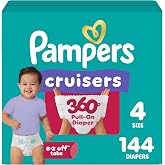 Pampers Diapers - Cruisers 360 - Size 4, 144 Count, up to 100% Leakproof Pull-On Diaper for Active Babies