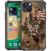 NONMY Phone Case Compatible with iPhone 15 Plus - Wireless Charging Compatible,S Hunting Deer Forest USA Flag TPU Bumper and Hard PC Pattern Back Case