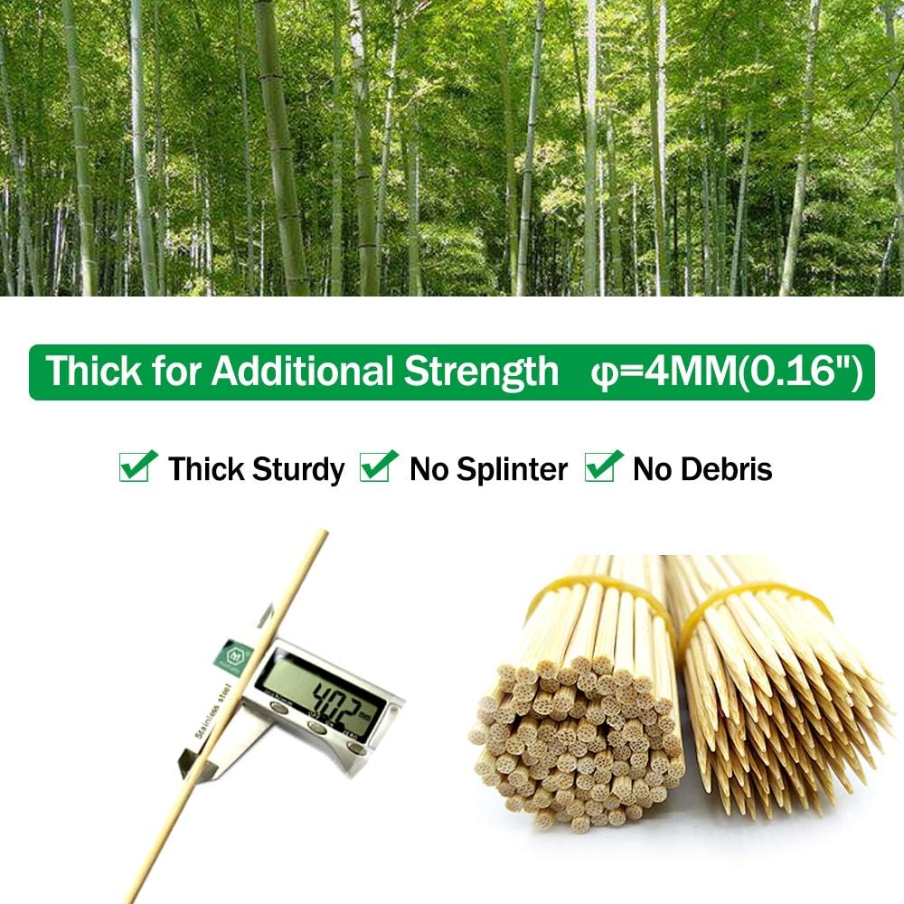 Bamboo Skewers 10" Natural Roasting Skewers Sticks for BBQ Grilling, Chocolate Fountain, Barbecue, Appetiser, Crafting, Party, Marshmallow Roasting or Fruit Sticks, Φ= 4mm, Size 8"10"12"14"16" (110PCS) : Garden & Outdoor