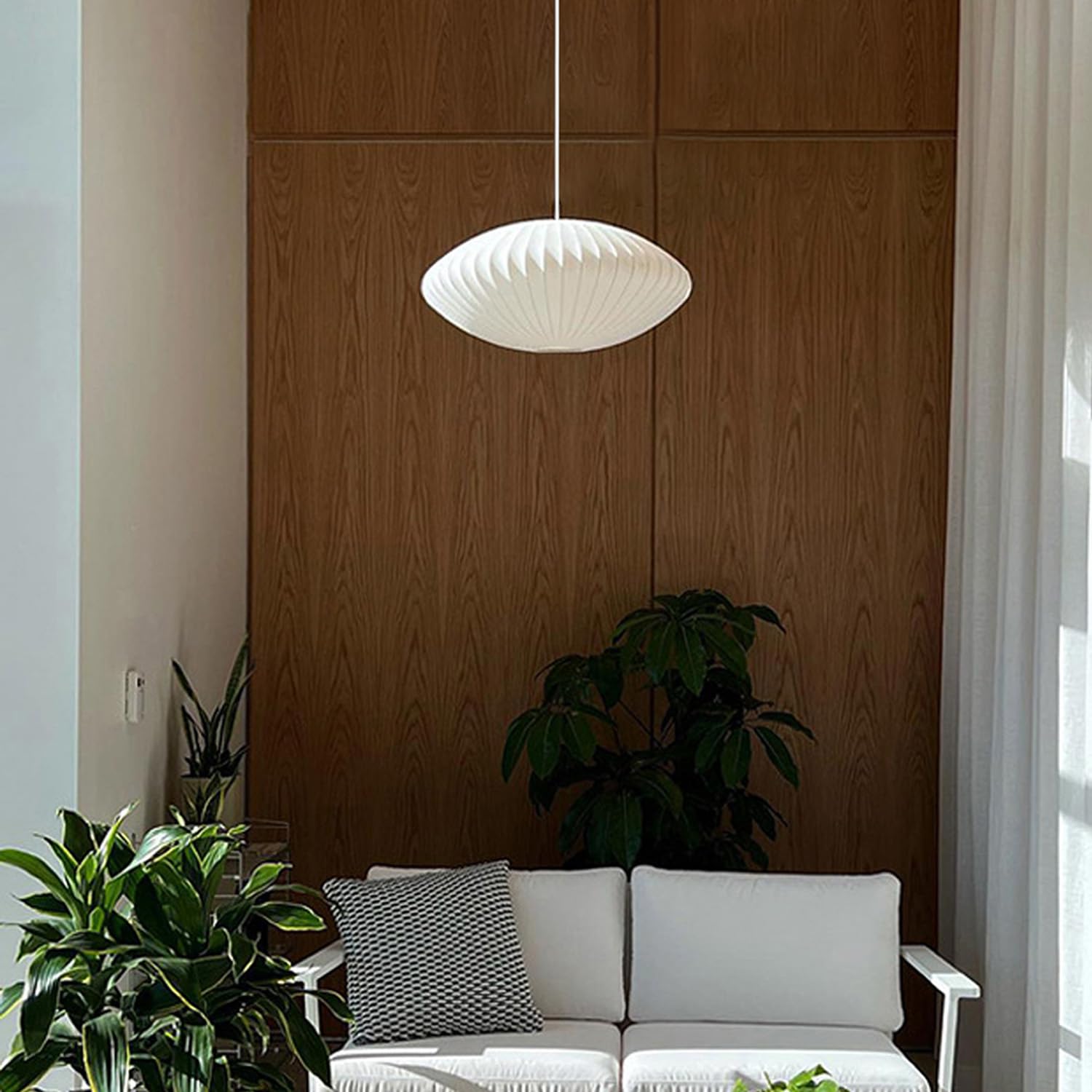 Photo 1 of ***OPENED FOR INSPECTION***MIXL - Drum Shade White Pendant Light,Fabric Lantern Adjustable Hanging Lamp,Modern Kitchen Island Lighting,Mid Century Pendant Lamp for Living Room Bedroom
