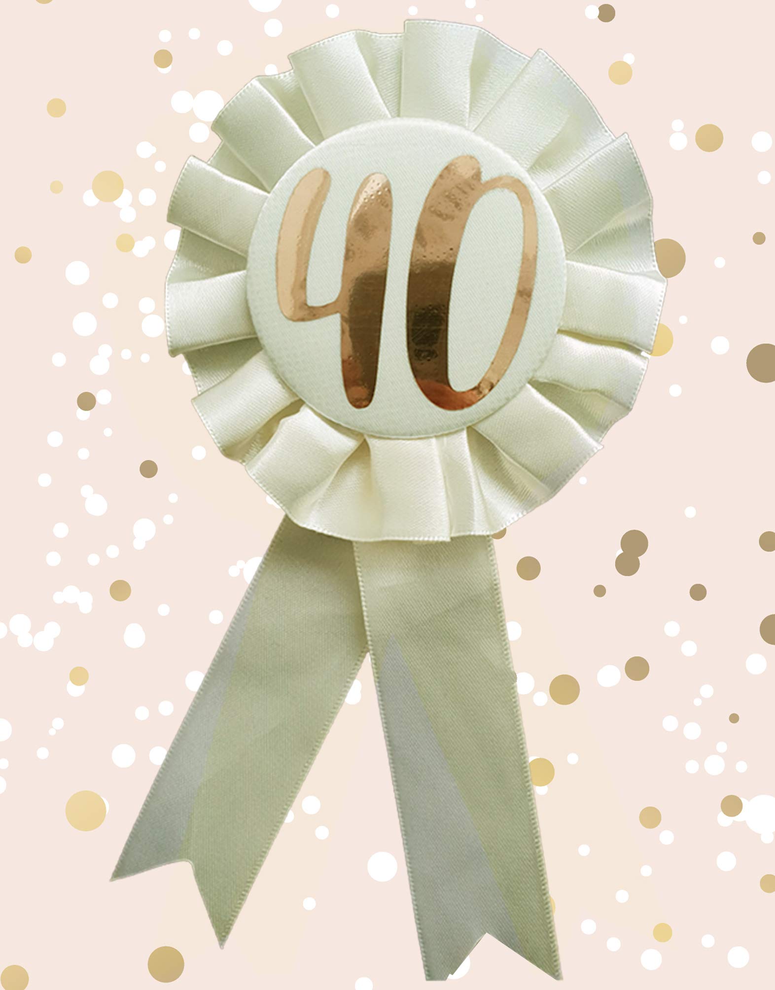 Alandra Birthdays RGB-40 40th Cream & Rose Gold Metallic Birthday Rosette, One Size