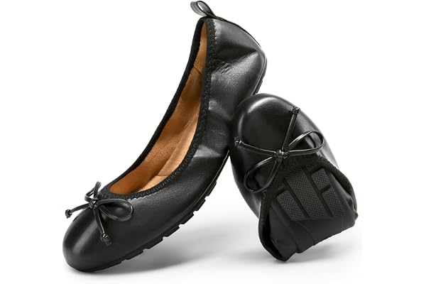 DREAM PAIRS Women's Ballet Ballerina Flats Foldable Slip-On Bow Dress Shoes for Casual Travel