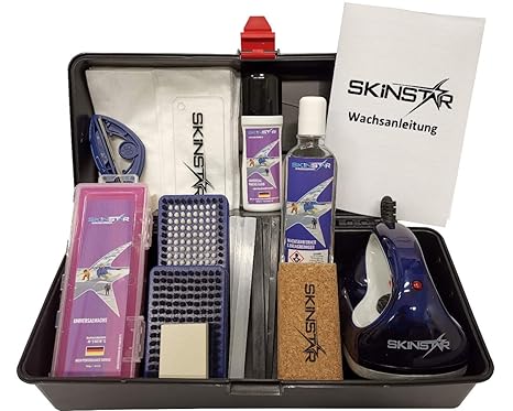 SkinStar Skiwachs Ski Service MEGA Set für alle notwendige Servicearbeiten inkl. Wachskoffer 24- teilig