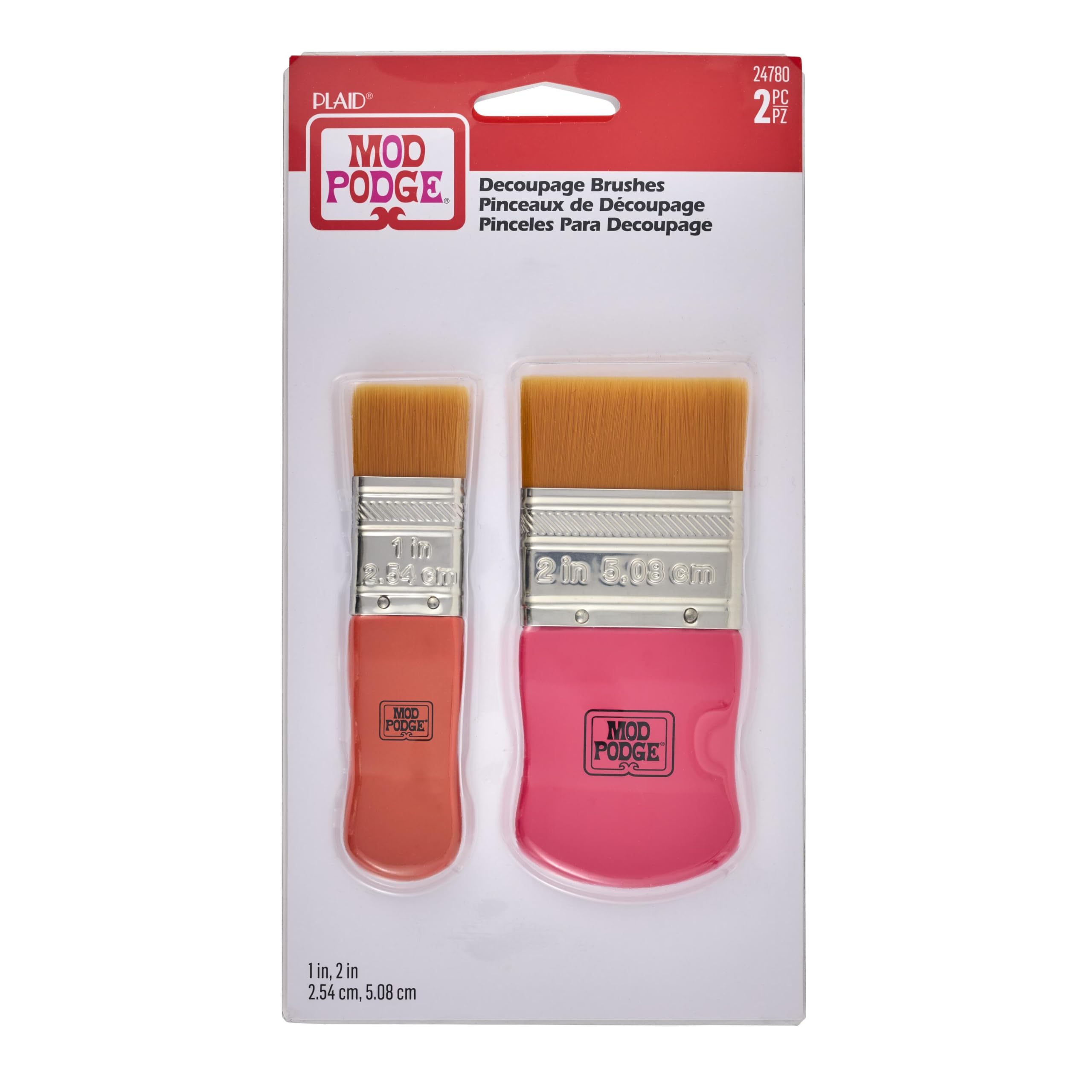 Mod Podge Brush Set 1 inch 2/Pkg, Multicoloured, 22.86 x 12.06 x 1.16 cm