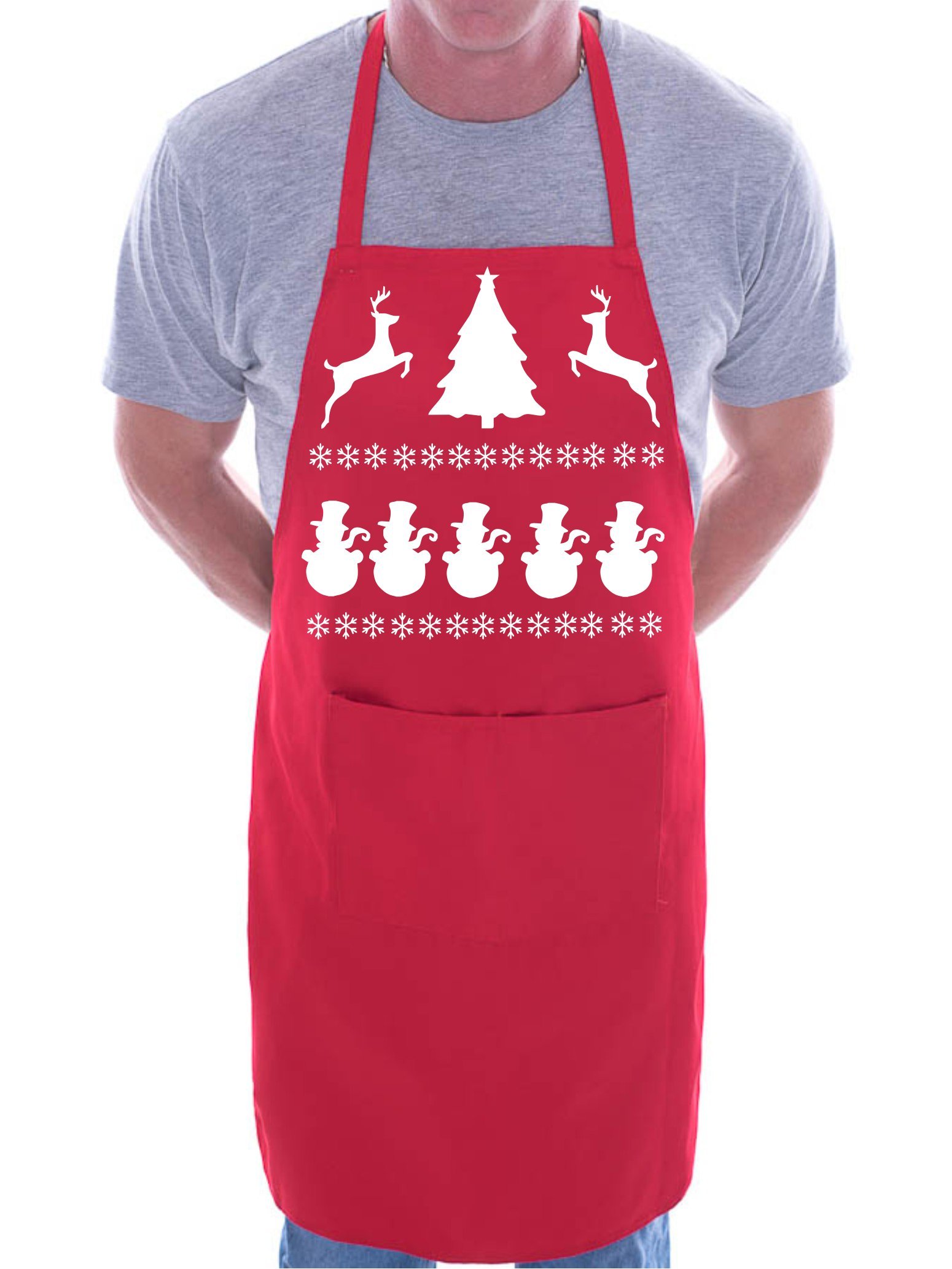 Print4U Christmas Reindeer Santa BBQ Cooking Funny Novelty Apron Red