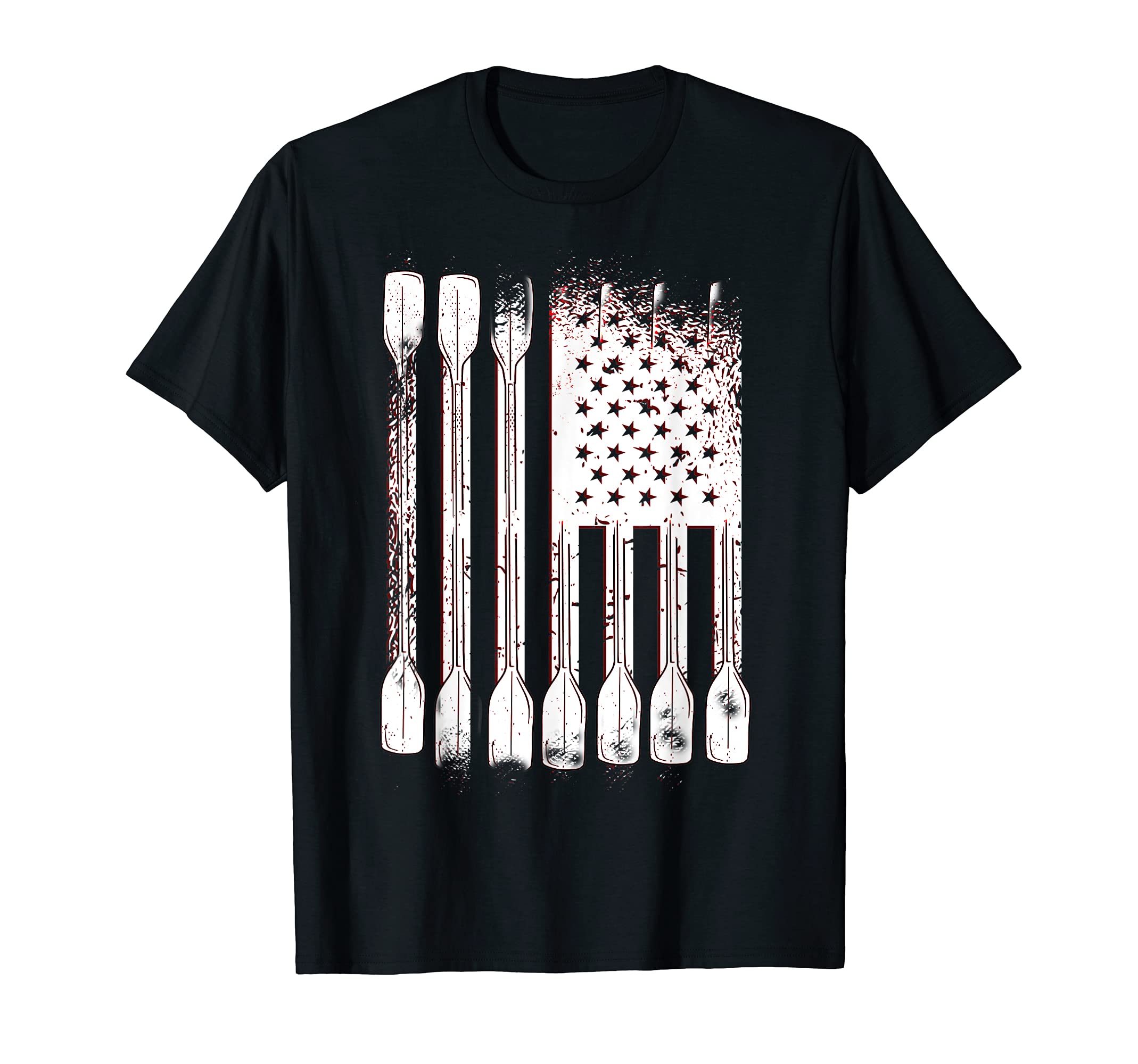 USA Flag Paddle Kayak Kayaking Kanuing Canoeing Relax T-Shirt