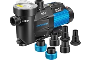 VIVOHOME 2.0 HP Powerful Self Primming 6950 GPH Swimming Pool Pump with ON/Off Switch for in/Above Ground Pool 1.25'' & 1.5" 