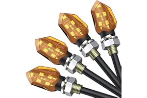 Justech 4PCS 5LEDs Motorcycle LED Turn Signals, Universal Micro Motorbike Indicator Lights, Waterproof 12V M8 Amber Turn Sign