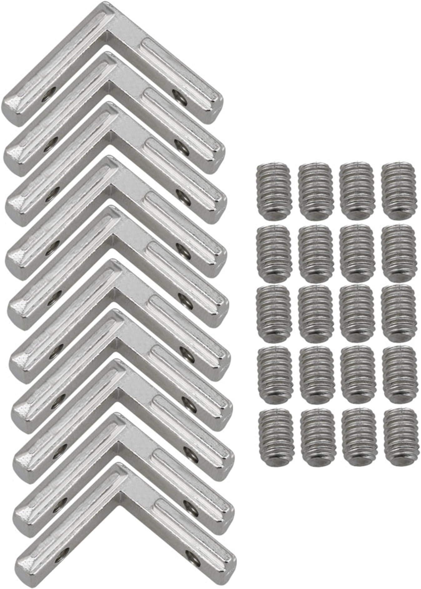 10pcs T Slot L-Shape Interior Inside Corner Connector Joint Bracket with 20pcs M4 Screws for Aluminum Extrusion Profile 2020 Series Slot 6mm