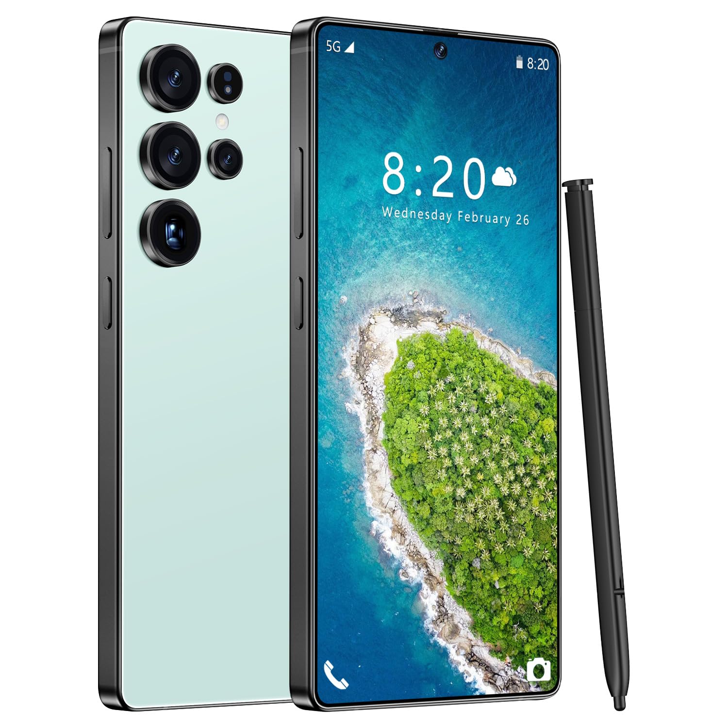 Huness S25 Ultra Unlocked Phone,Built in Pen The Phone,Cell Phone Battery 7000mAh 6.99" HD Screen,Android 14 16+512GB Smartphone,Dual SIM/5G/Face ID/Fingerprint Lock/GPS (Cyan, 16+512)