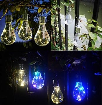 Mitlfuny LED Solar Hängeleuchten Glühbirne Wasserdicht Outdoor Garten Camping Hängen LED Leuchte Lampe Glühbirne Glas