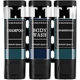 Xlxker Shower Soap Dispenser No Drill, 3 Chamber Wall Mounted Shampoo and Conditioner Dispenser for Bathroom Hotel Large Capacity