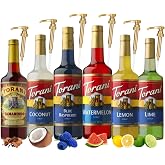 Torani Tropical Splash Syrup Variety | 6-Pack | Includes 6 syrup pumps. Blue Raspberry, Watermelon, Coconut, Lemon, Lime &amp; Tamarindo for sodas, lemonade &amp; mocktails.