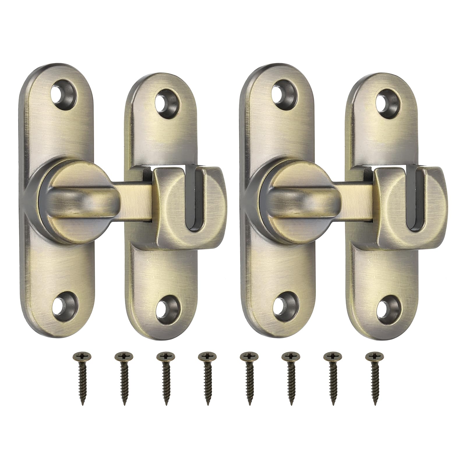 PATIKIL 2 Pack Flip Sliding Door Latch Safety Bar Gate Lock Hardware for Cabinet Bathroom Bedroom Garden, Bronze