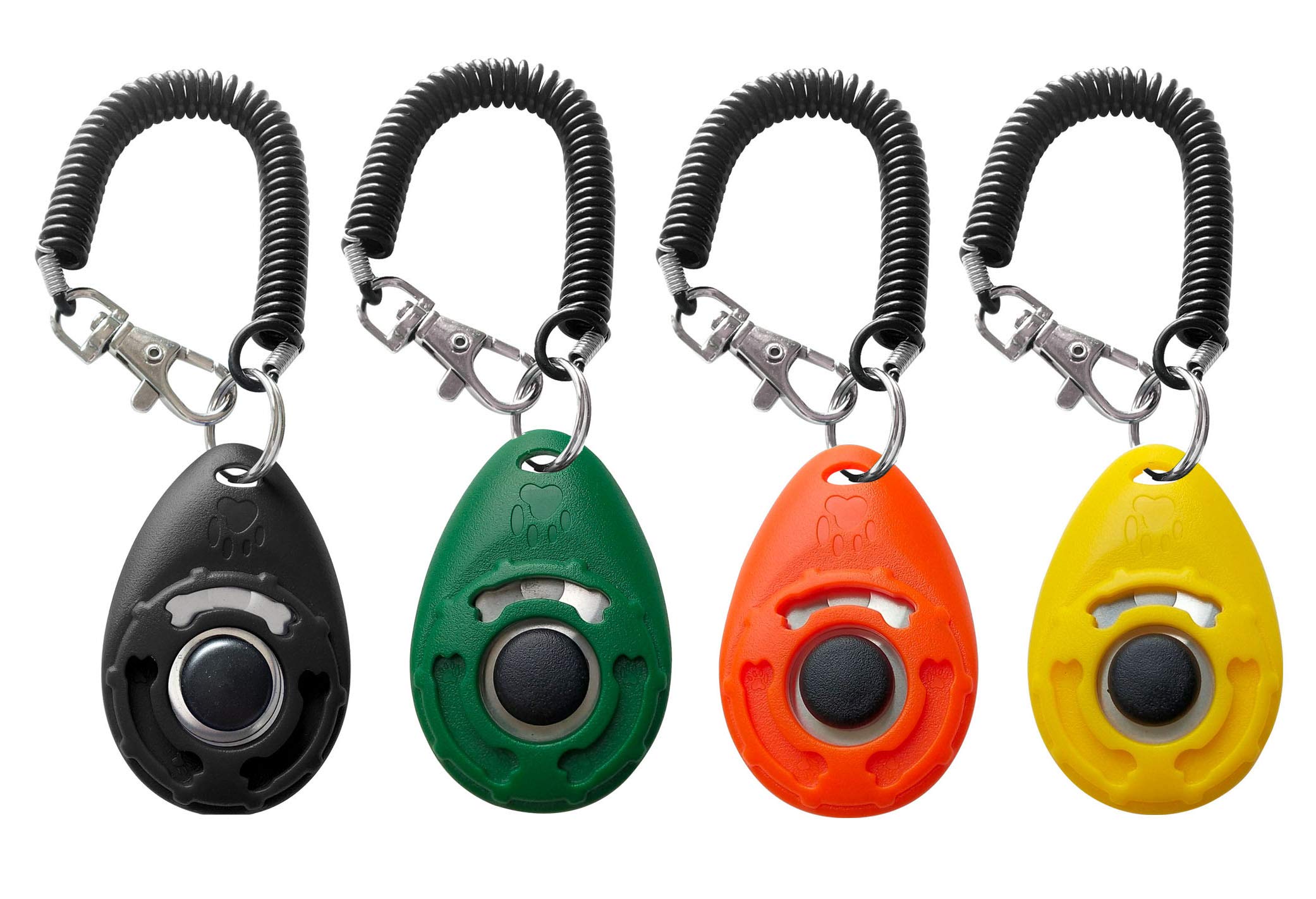 Pet Training Clicker with Wrist Strap - Dog Training Clickers (Black Green Orange Yellow)