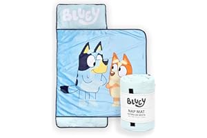 Jay Franco Kids Nap Mat with Embedded Pillow & Blanket – Soft 46"x20" Microfiber Sleeping Bag with Name Tag & Handle for School, Travel, Sleepover