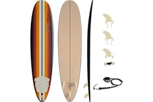 Fender x Wavestorm Collaboration 8ft Surfboard | Graphic top Deck with high Density Slick Bottom | for Kids and Adults | Foam Construction with Accessories | Leg Leash and Fin Set Included