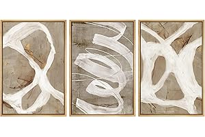 SIGNWIN Framed Canvas Print Wall Art Set White Brown Pastel Paint Strokes Shapes Abstract Illustrations Modern Art Decorative Nordic Chic Calm/Zen for Living Room, Bedroom, Office - 24"x36"x3 Natural