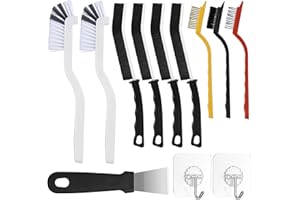 HARKTA 12Pcs Cleaning Brush Set,Multifunctional Crevice Cleaning Brush Bathroom Gap Scrub Brush,Home Essentials Hard Bristle Cleaning Supplies for Fan,Window,Sink,Corner,Tile,Bottle, Blender,Baseboard