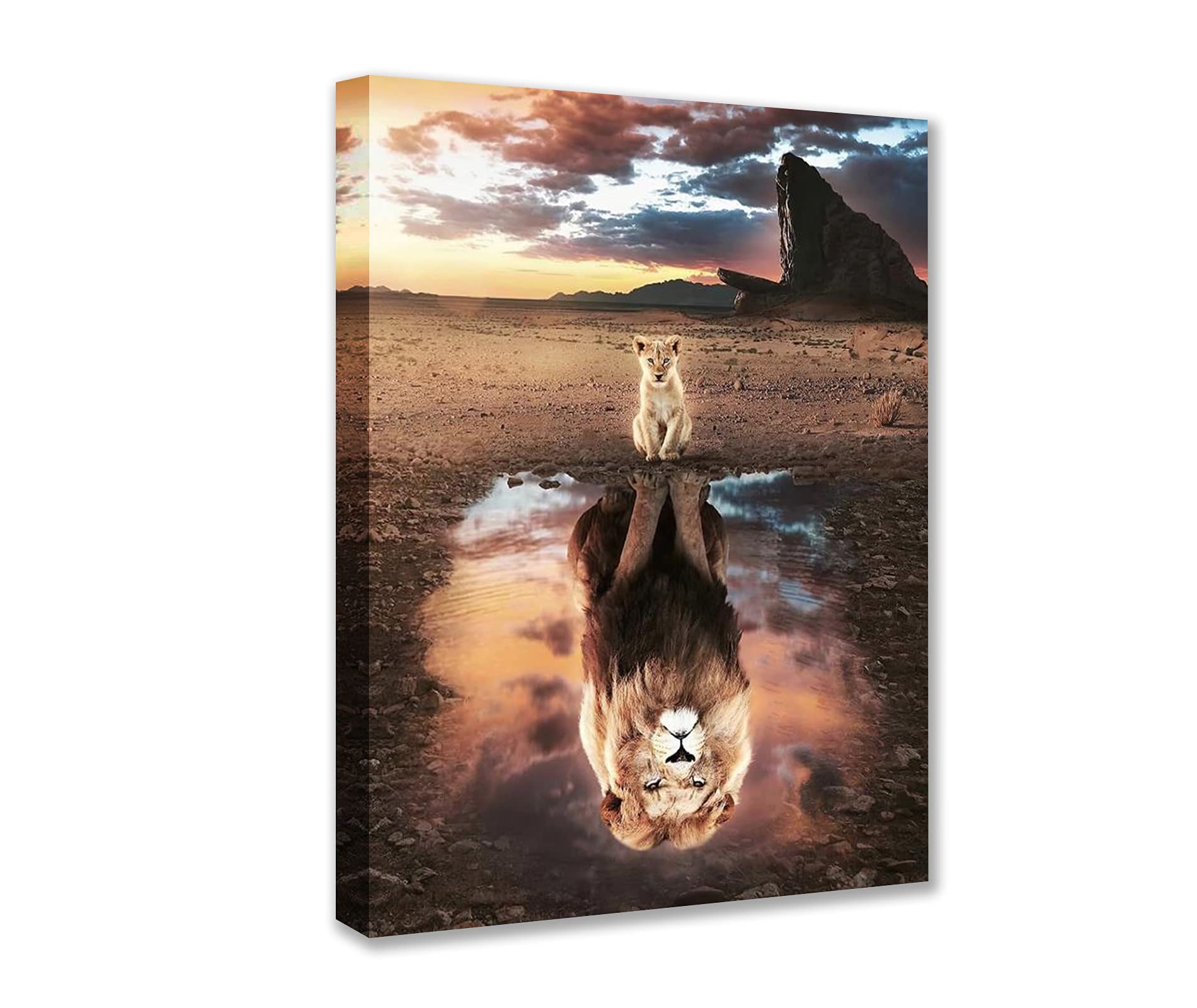 Motivational Wall Art Canvas Animal Poster Big Little Lions Mindset Is Everything Painting Poster Prints Wall Picture for Home Living Room Bedroom Decor Artwork Framed Easy to Hang 12''W x 16''H — image 1