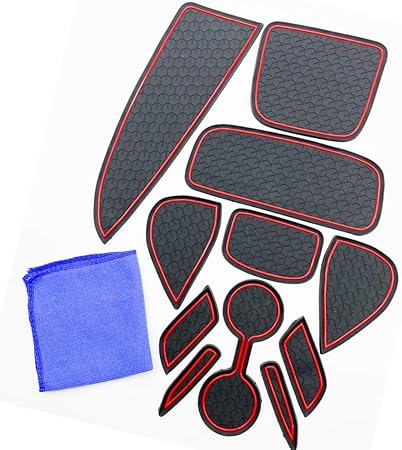 Amazon スタートサイド トヨタ車 対応 新型 Yaris トヨタ ヤリス パーツ アクセサリー 内装パーツ 専用設計 ドリンクホルダー コンソールマット ラバーマット 黒ブラック 赤レッド ノンスリップマット 車 バイク