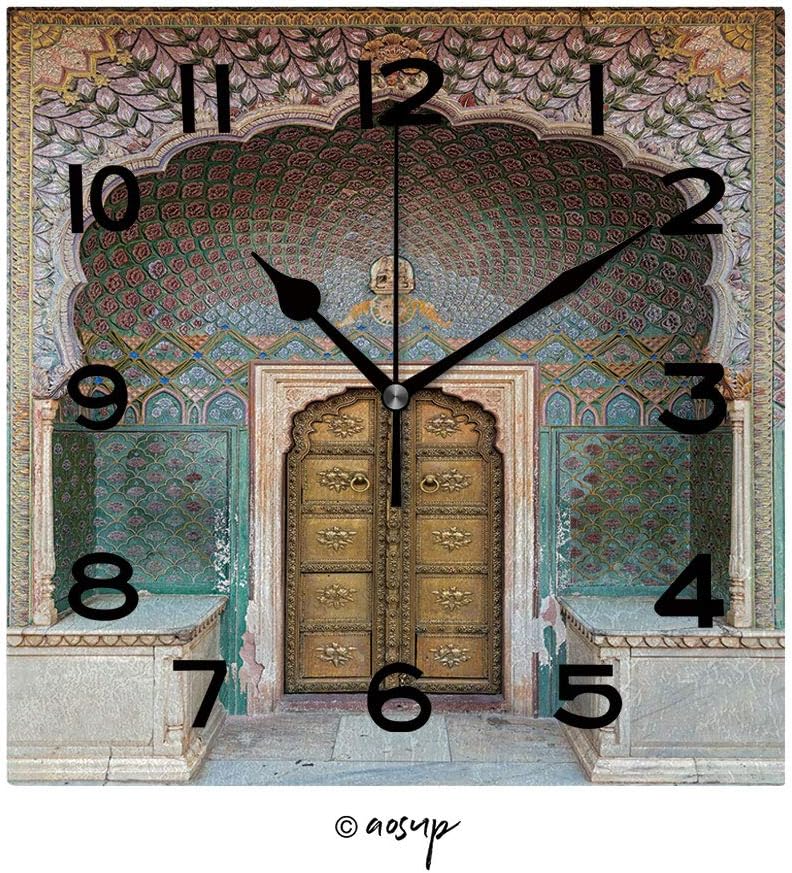 SUPFENG Square Wall Clock Rose Gate at The City Complex Jaipur Rajasthan India 8 inch Morden Wall Clocks Silent Square Decorative Clock