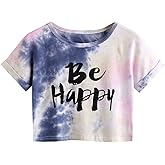 SweatyRocks Women's Graphic Print Crop Top Summer Short Sleeve Casual T Shirts