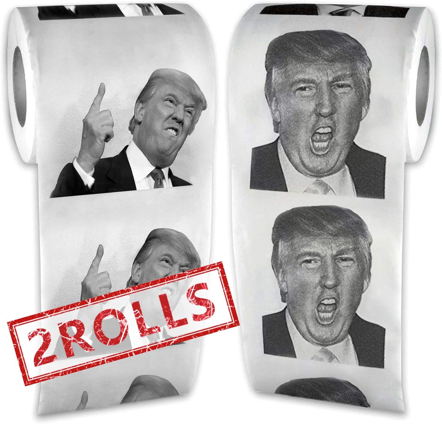 HOFASON 2 Pack Trump Toilet Paper - Trump Finger Pointing and Shout to The World - Prank Funny Novelty President Toilet Paper Gag Gifts - Printed on Every Sheet