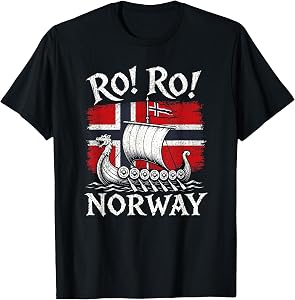 Norwegian Viking Ship Norway Flag Row Country Heritage Pride T-Shirt