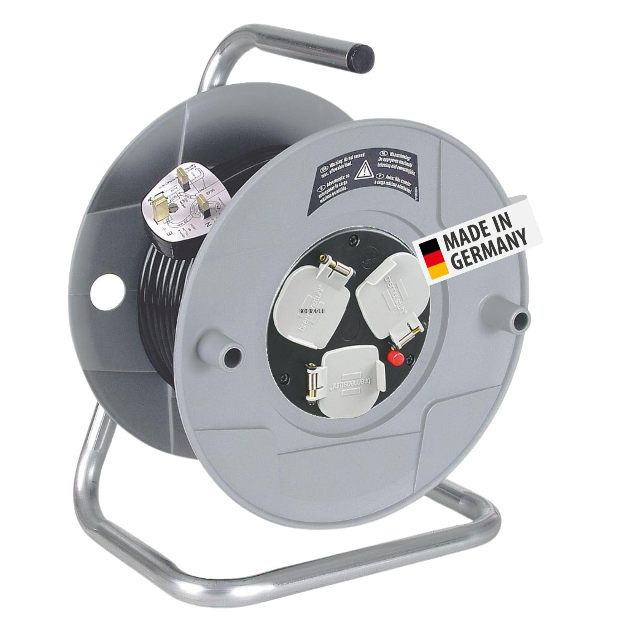 Brennenstuhl Standard 3-way socket Cable Reel (Extension Lead 25m, with thermal cut-out protection, cable colour: black)